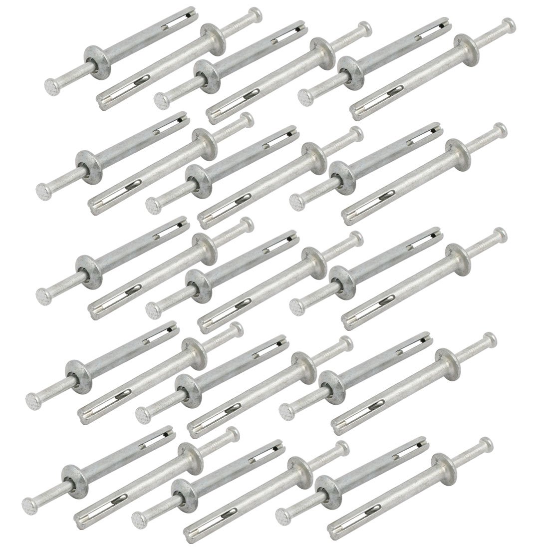 Aexit 6mm Punch Fastener Dia 50mm Depth Zinc Alloy Drive Anchor Silver Tone 30pcs Model:17as204qo40