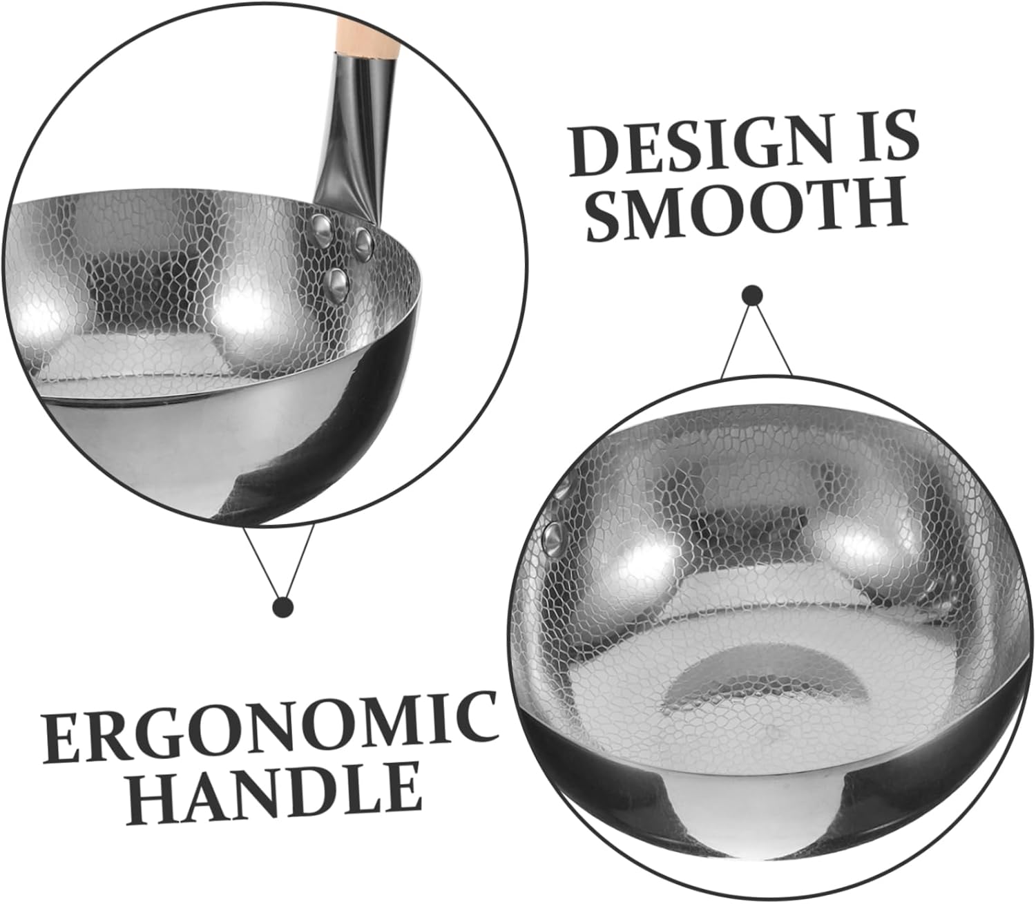 Alipis Stainless Steel Hammered Rice Noodles Pot Small Cooking Pot Wood Handle Versatile Porridge and Soup Pan for Instant Noodles and Stews Kitchen Essential