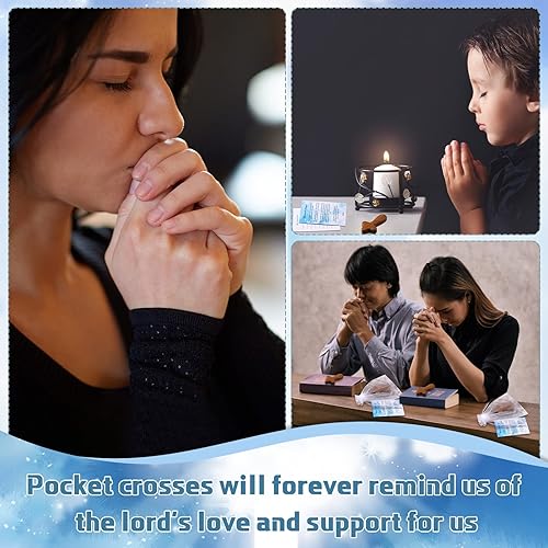 Miniatura 7 de 150 mini cruces de madera de pino de 256 pulgadas con 50 tarjetas de oración bíblica y 50 bolsas de organza para Navidad iglesia cristiana regalo de