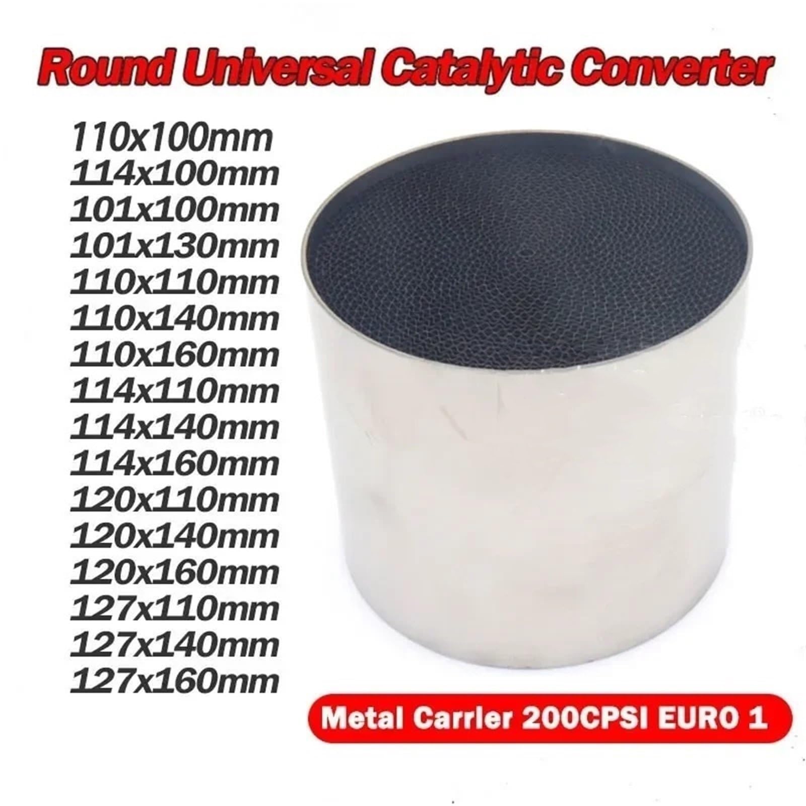 katalizator samochodowy Katalizator 200 CPSI Uniwersalny filtr wydechowy z metalowym katalizatorem o strukturze plastra miodu, średnica: 101/110/114/120/127 mm EURO 1 | Metal 101X130mm