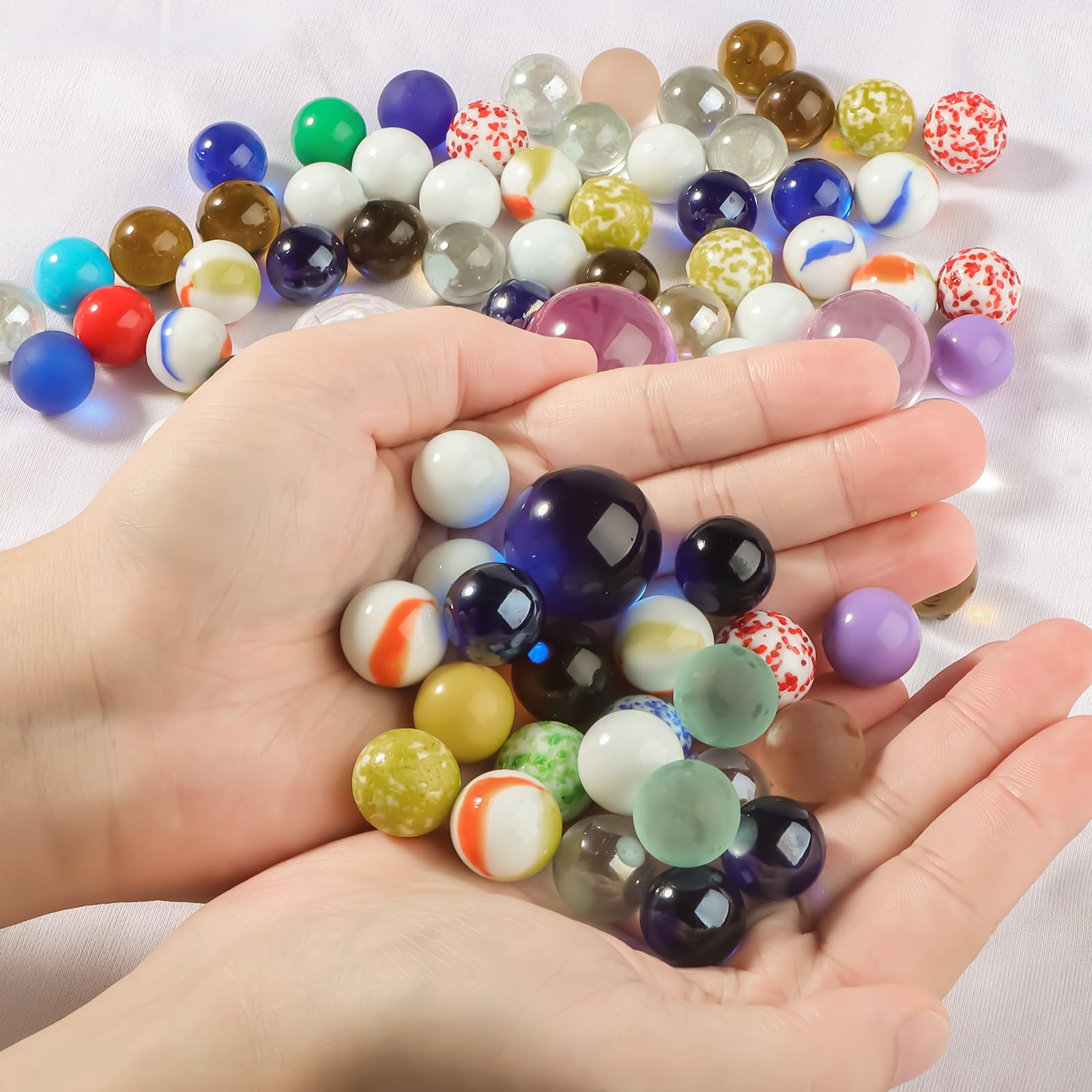 Biglie di Vetro Colorate Decorative 86 Pezzi 16/25/30 mm per Bambini Giocattoli Tradizionali