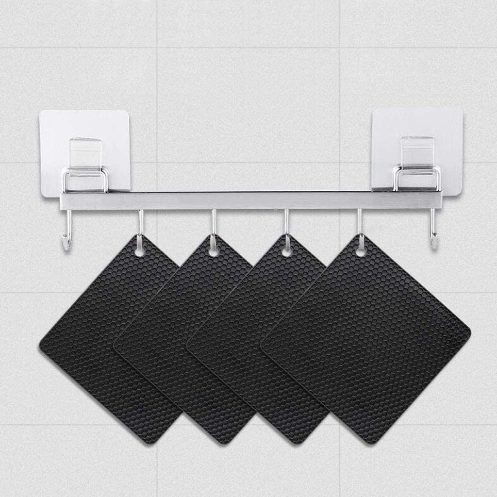 Tapis de Table de Noël, Sets de Table en nid d'abeille en Silicone Anti-brûlure antidérapants pour la décoration de Mariage, Ensemble de 4 Tapis de Salle à Manger Occidentaux, Noir X4
