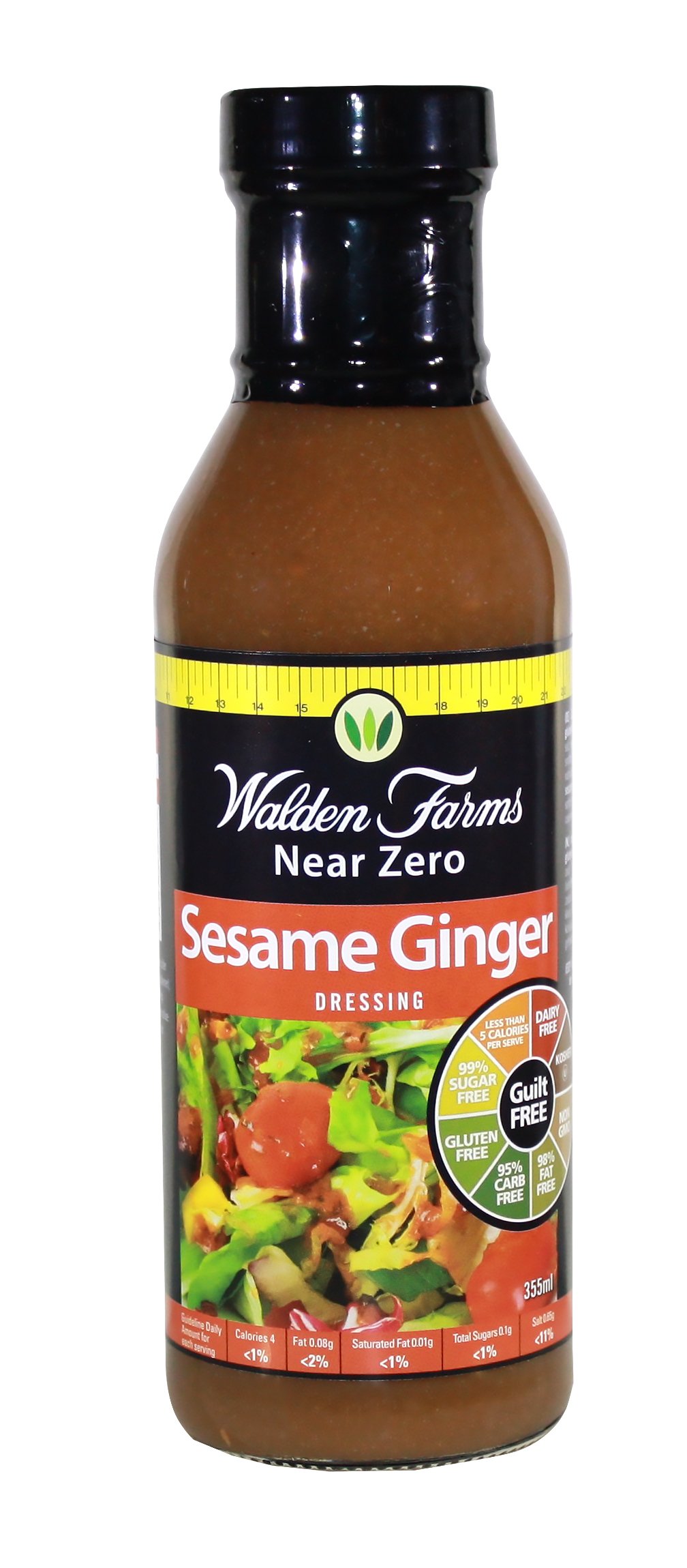 Sesame Ginger Dressing - Calorie-Free, Gluten-Free, Low Carb, Keto-Friendly, Sugar-Free, Sweet & Savory Sesame Ginger Flavor, (12 oz Bottle)