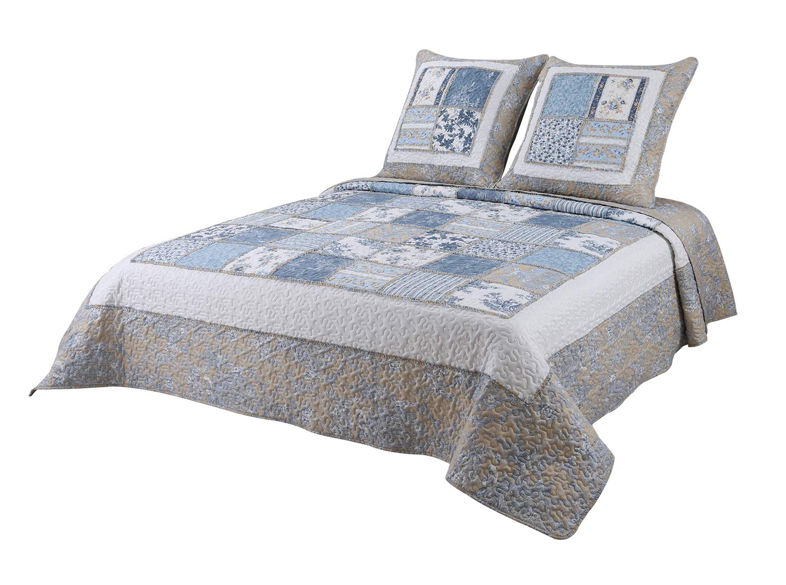 Couvre-lit Boutis Mimosa Parme 230x250cm - Microfibre Avec 2 Taies