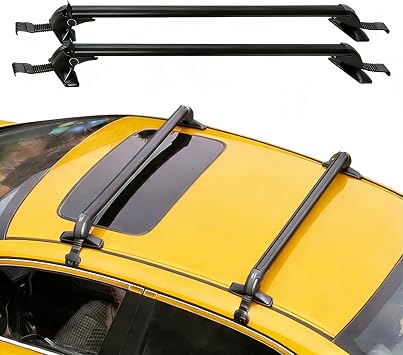 KOCASO Roof Rack Crossbars, 43" Aluminum Crossbars with Anti-Theft Lock Adjustable Window Frame for Car Without Side Rails for Bike Kayak Cargo Luggage, 165LBS Capacity Black