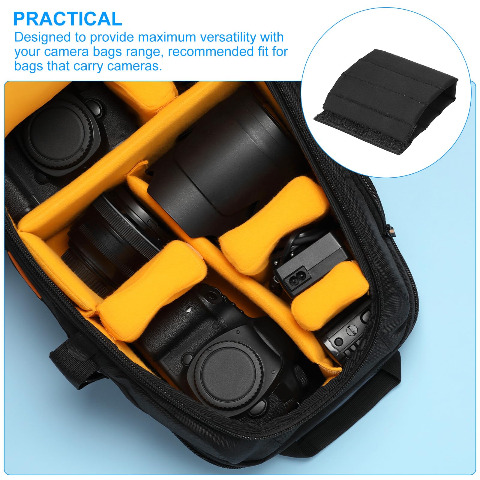 PATIKIL Divisor de Bolsa para Cámara, 2Pcs 22cmx12cmx0.8cm Almohadilla Separadora A Prueba de Golpes para Bolsa de Cámara Protectora de Lentes para Cámara Organizador Universal, Negro