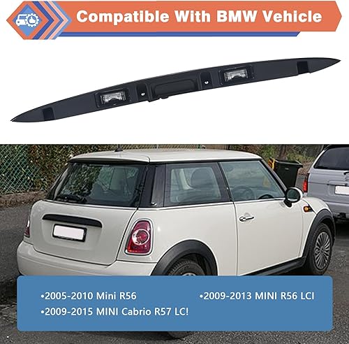 Miniatura 10 de ZONFANT Manija de escotilla trasera cromada con lámpara, tapa para portón trasero compatible con BMW Mini Cooper serie R56 R57 2005-2015, repuesto