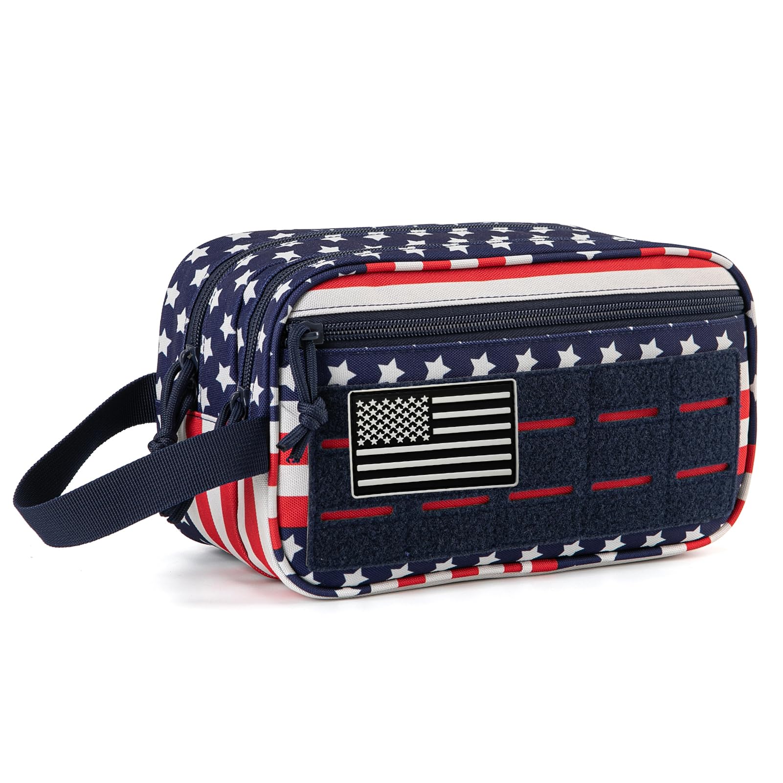 QT&QY Tactical Toiletry Bag For Men Hygiene Bag EDC Military Tool Molle Pouches Small Dopp Kit Mens Shaving Kit Travel shower Bags Star-Spangled 1 US Star-Spangled