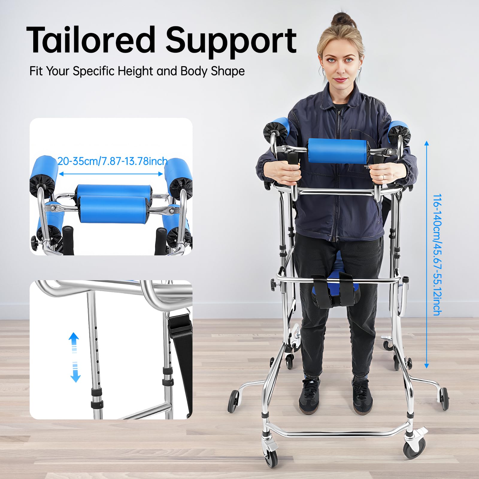 Adult Walker for Seniors, Hemiplegia Rehabilitation Hemi Walker with Height Adjustable & Reliable Adult Stand Up Walk Tool for Homes Superior Apartments Nursing Homes Hospitals Lower Limb Training