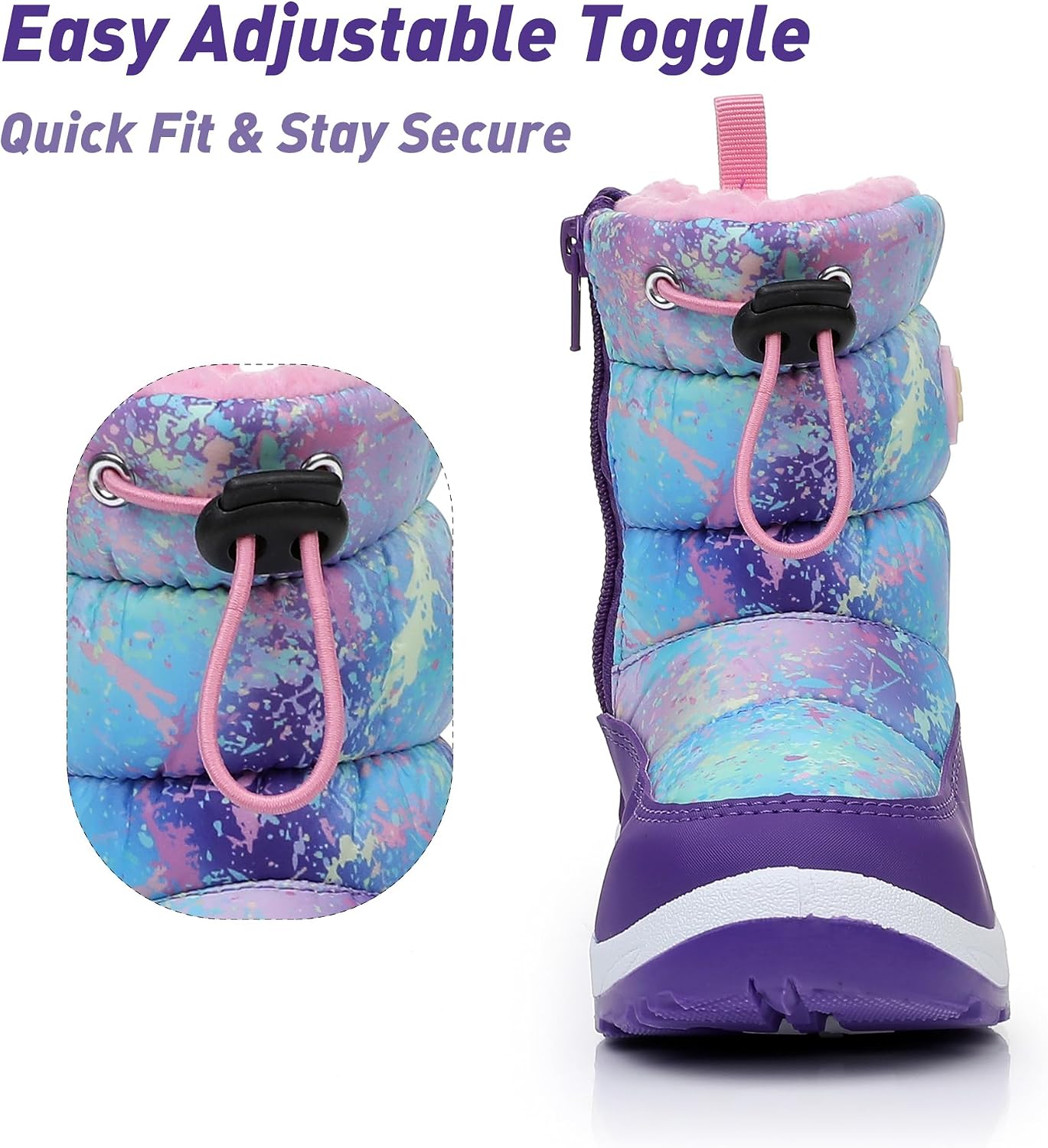 Felabo Kids Snow Boots for Boys Girls Water Resistant Insulated Winter Boots with Warm Fur Lining Slip Resistant Outdoor Shoes (Toddler/Little Kid)