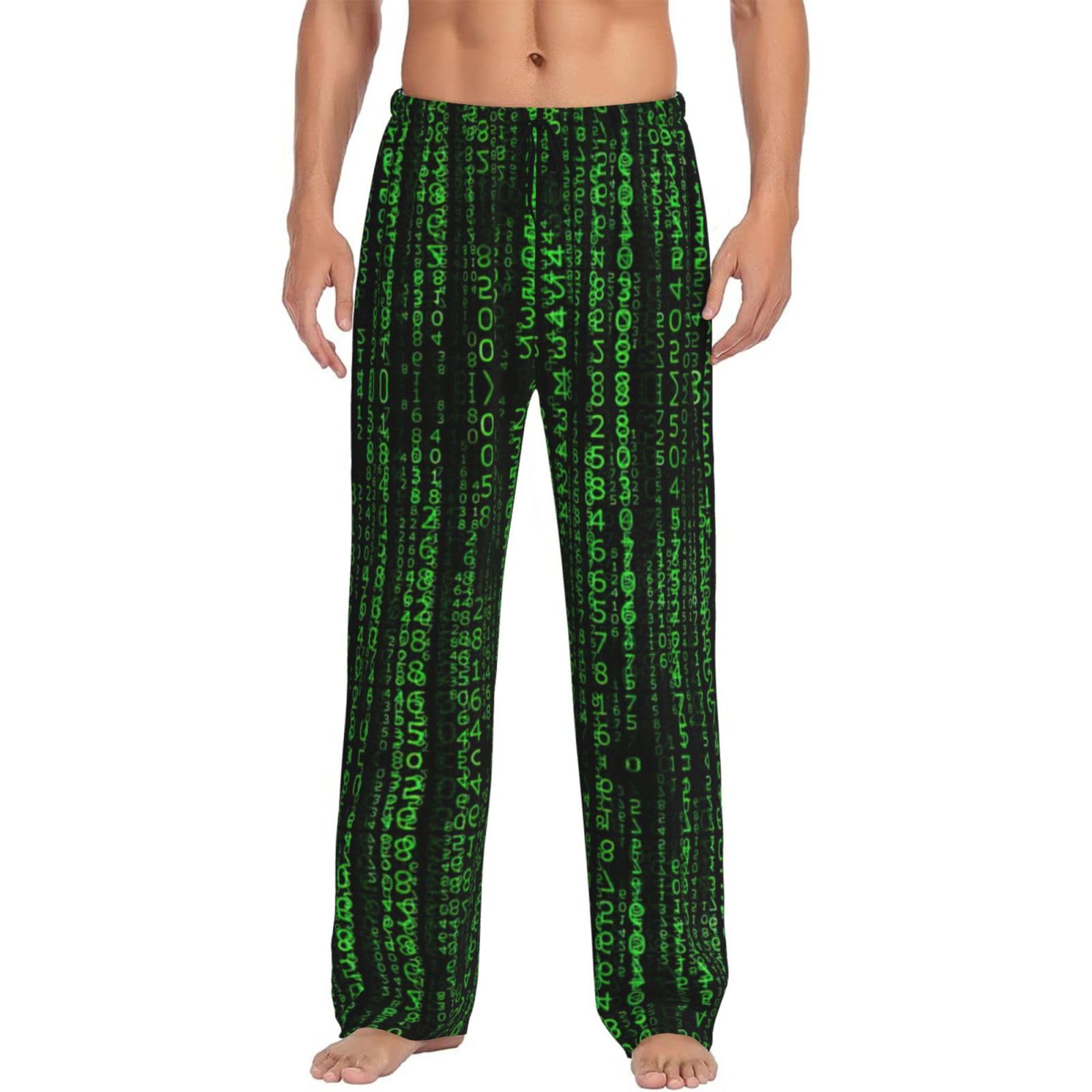 Yagdaa Men's Black Hacker Era Print Pajama Pants Sleep & Lounge Pants With Pockets Pj Bottoms Loungewear For