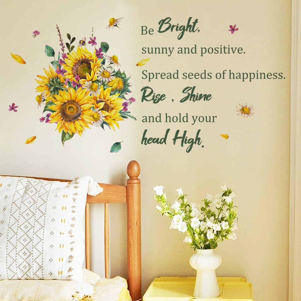 iMagitek Sunflower Wall Decal with Inspirational