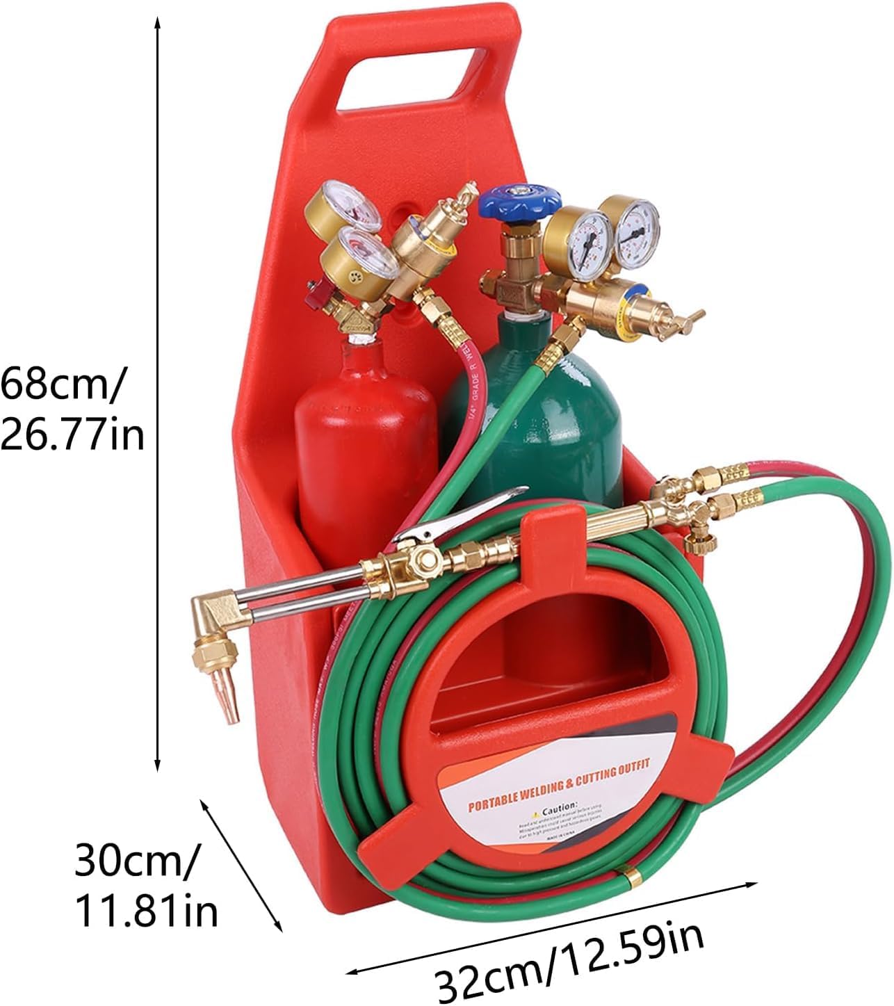 Professional Portable Oxy-Acetylene Torch Kit | Complete Welding & Cutting Set with Empty Oxygen/Acetylene Tanks, Dual Gauge Regulators, Hoses & Tote | for Brazing, Metal Cutting, Shaping & Repair
