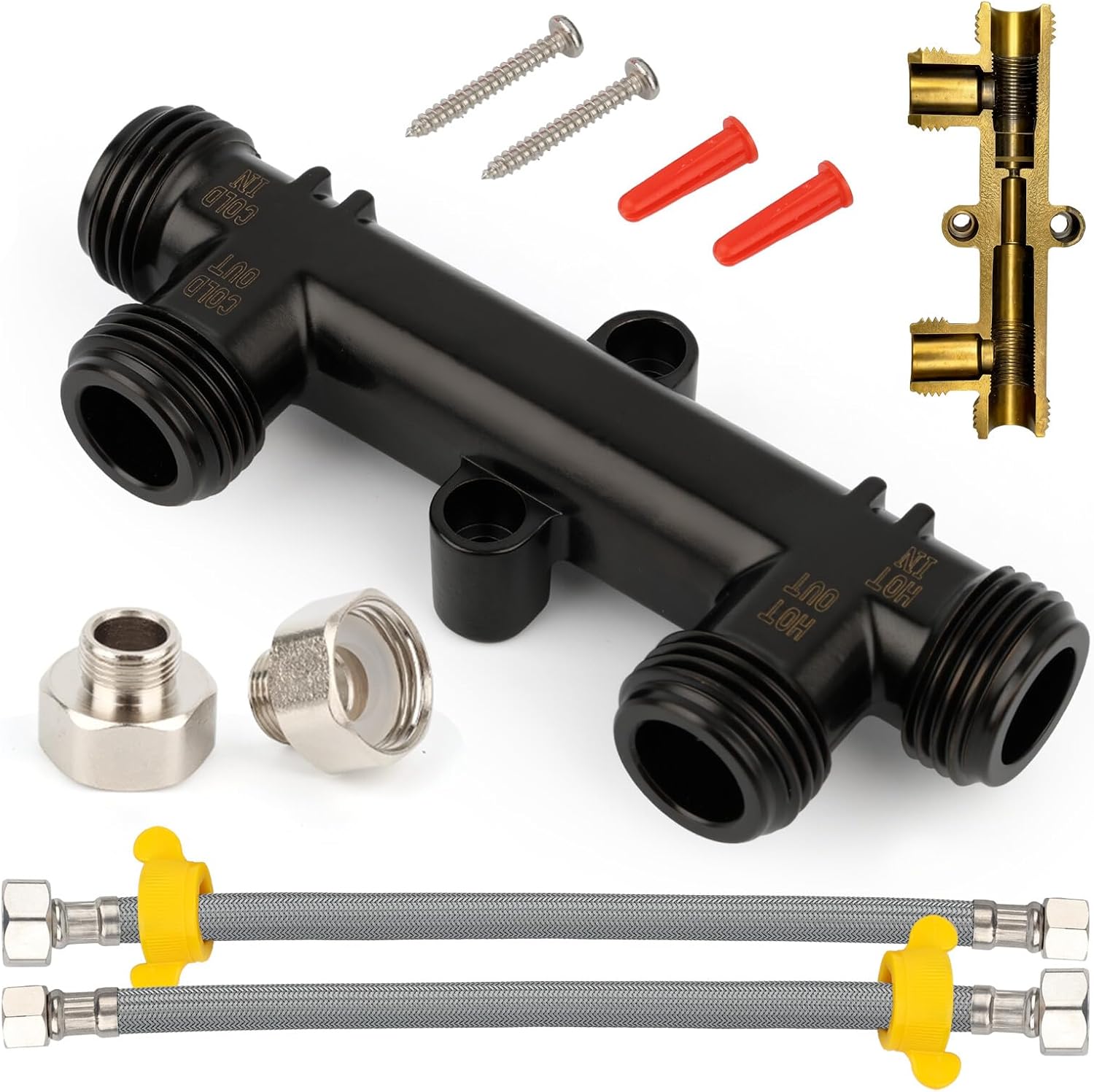 【Hot Water Recirculating Pump Sensor Valve Kit】WP596816 with 2x12” Lines 2x1/2”x3/8” Fittings for 500800/500805 Systems, Copper Finish, Efficient Hot Water Circulation Easy DIY Installation