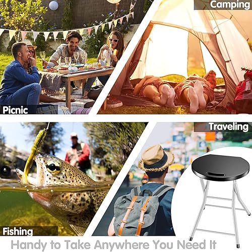 Miniatura 8 de Goplus Taburete plegable, paquete de 3 taburetes plegables de 28 pulgadas para adultos con capacidad de 550 libras, taburete plegable de plástico