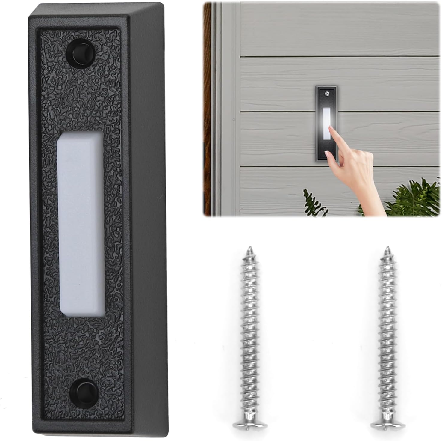 Wired Doorbell Button with LED Light, Replacement Universal Garage Door Opener Switch with Screw
