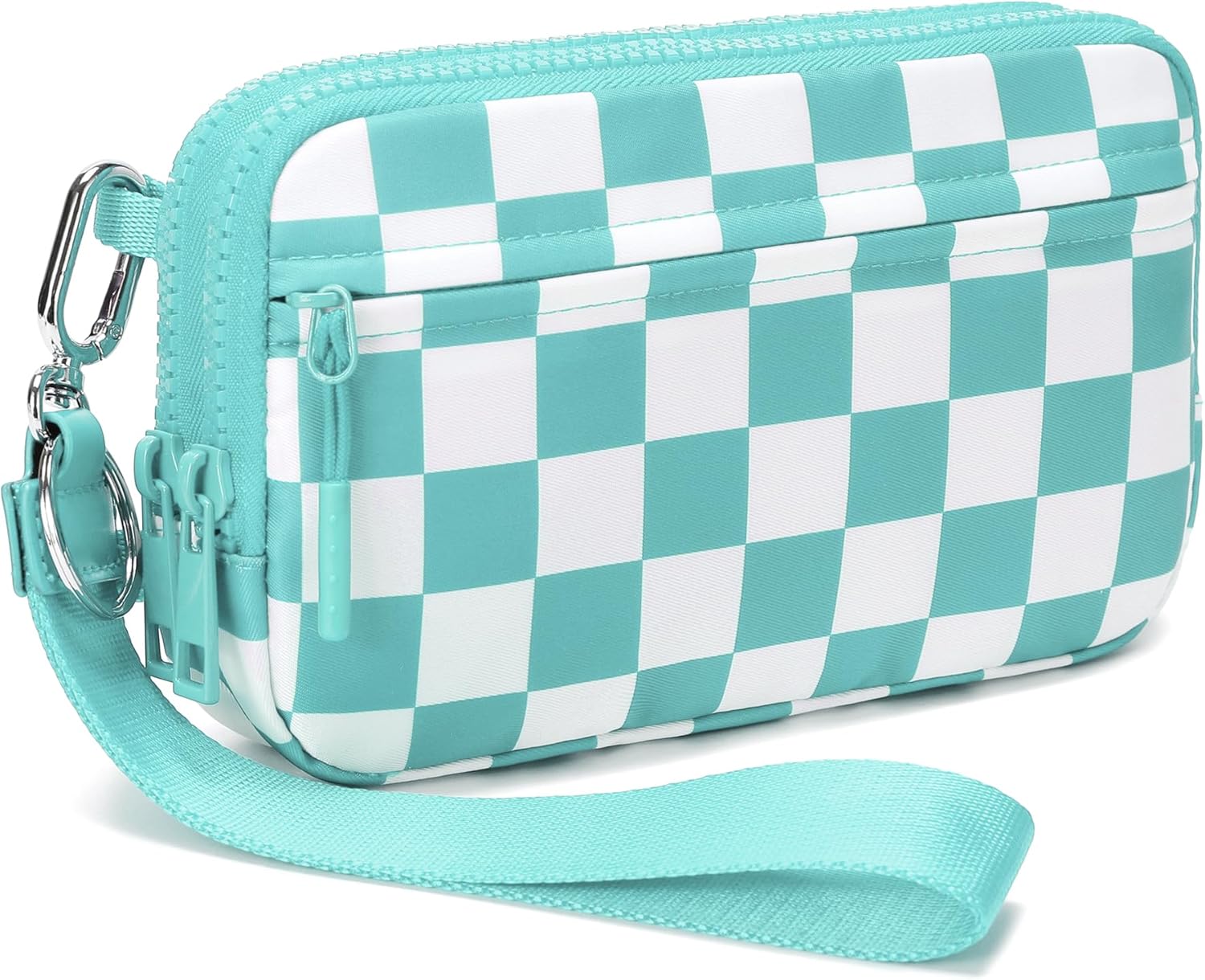 FODOKO Wristlet wallets for women Nylon Quilted Wallet with 4 Zippers,Travel Credit Card,Holder Cell Phone Organizer