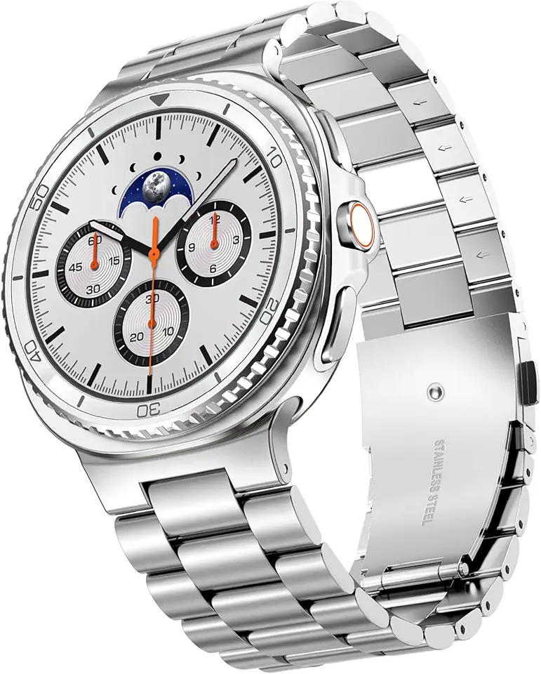 WINGLE Pulseira masculina de metal para Samsung Galaxy Watch 8 de 44 mm e 40 mm/8 Classic 46 mm, pulseira de aço inoxidável, elegante, casual executiva para Galaxy Watch 8/8 Classic