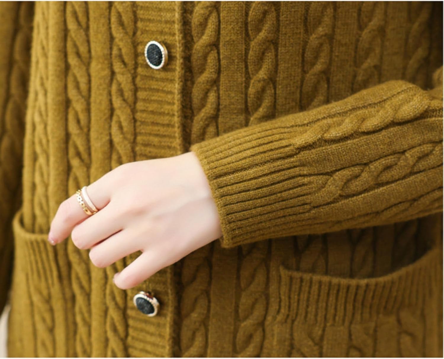 Women's Cable Knit Open Front Cardigan Sweaters Lightweight Sweaters Coats Winter Long Sleeve Button Down Outwear