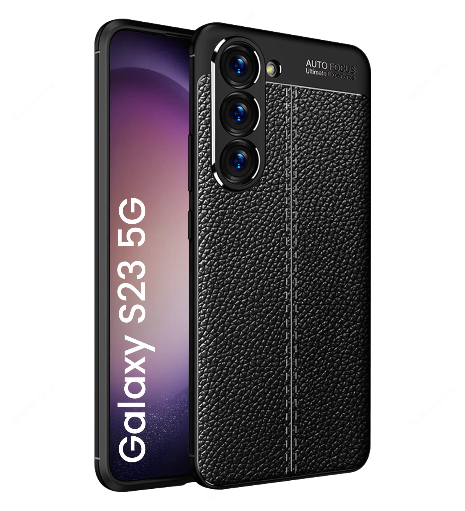 Golden Sand Cover Leather Texture Series Shockproof Armor TPU Back Cover Case for Samsung Galaxy S23 5G Mobile Phone, Black (B0BWYF6TR3) Amazon Price History, Amazon Price Tracker