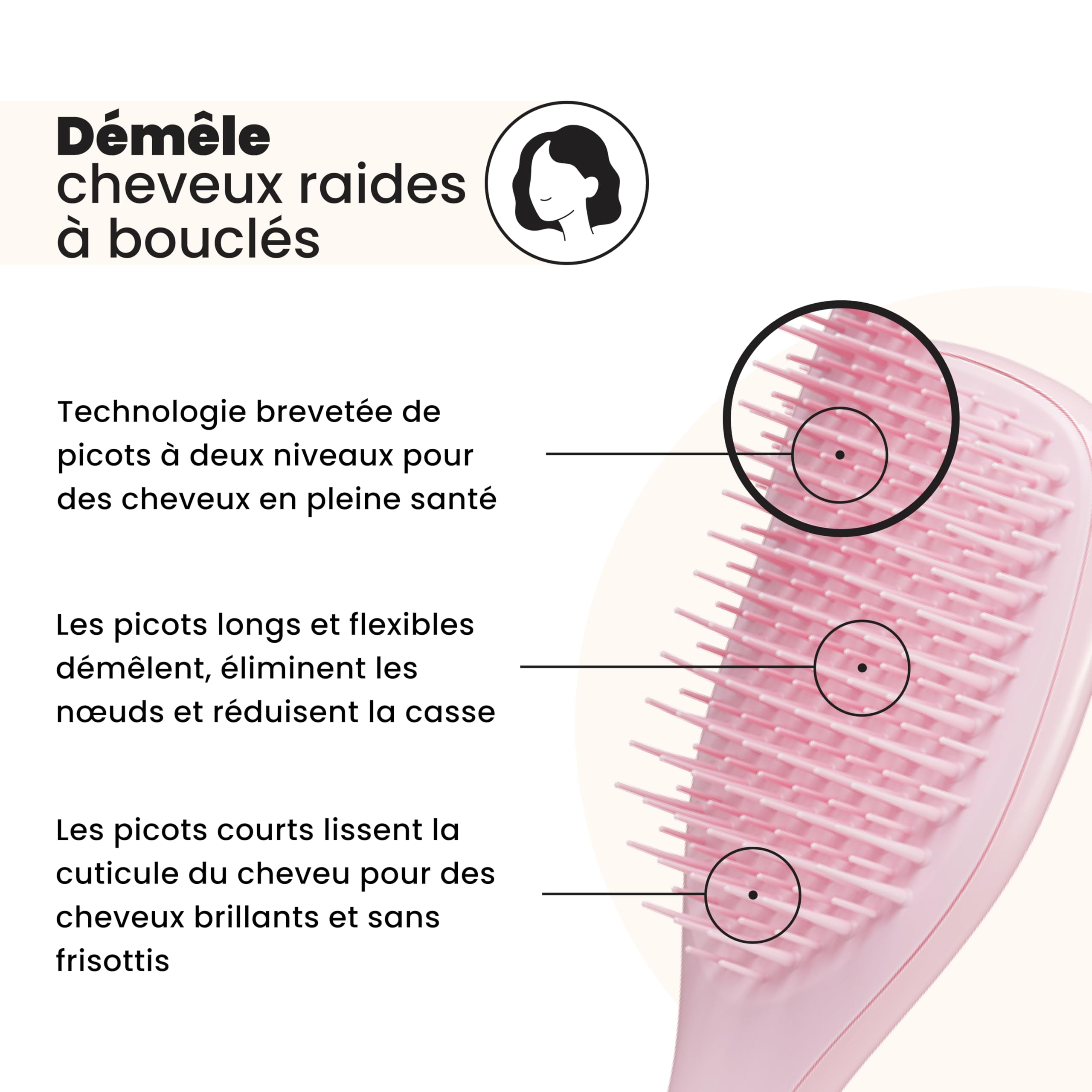 Tangle Teezer Mini Ultimate Detangler, pour Cheveux Secs et Mouillés, Brosse à Cheveux Démêlante pour Tous Types de Cheveux, Brosse Idéale pour les Enfants et pour Voyager, Rose Millennial