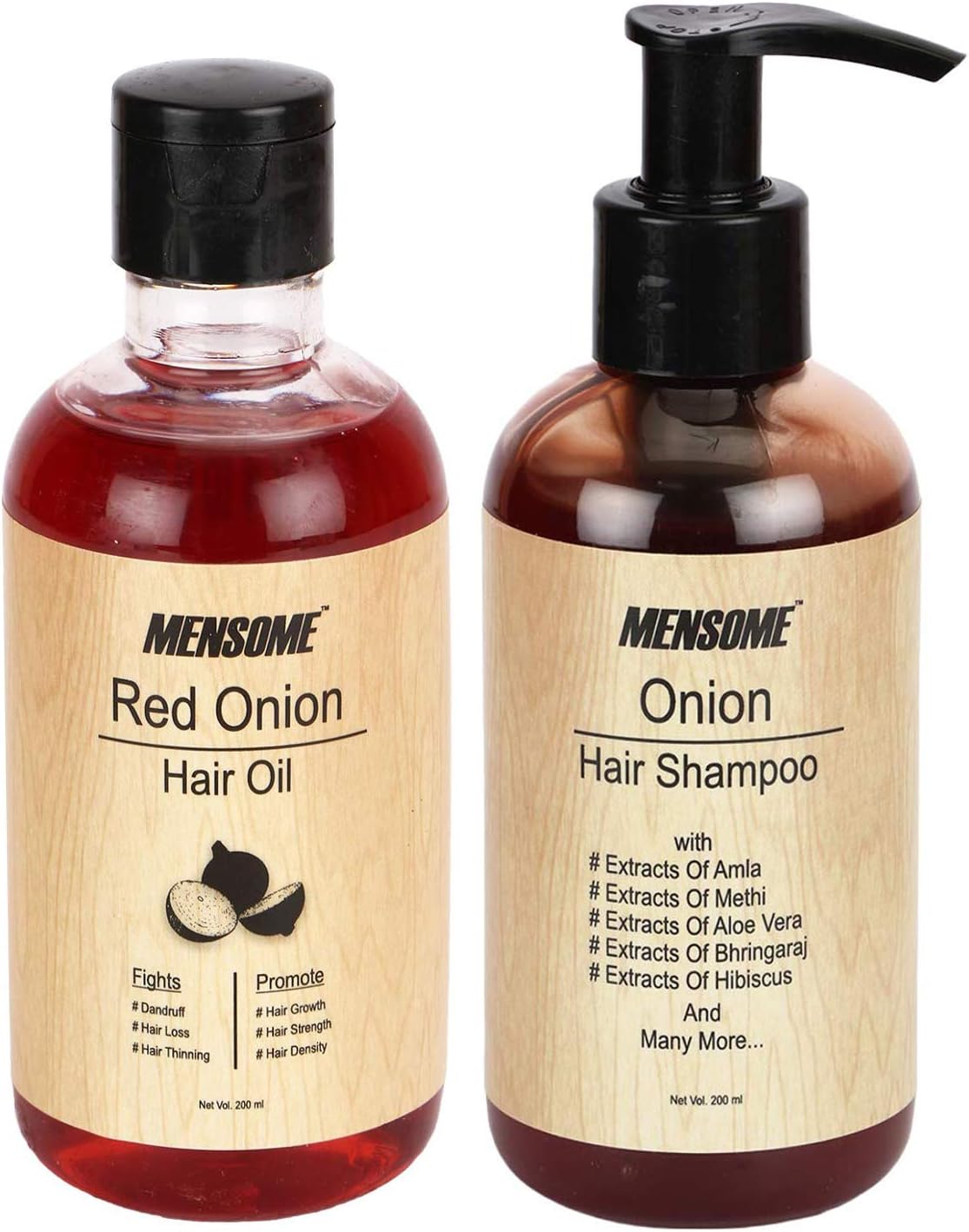 MENSOME Onion Hair Oil And Onion Hair Shampoo Combo Set, 200 ML Each