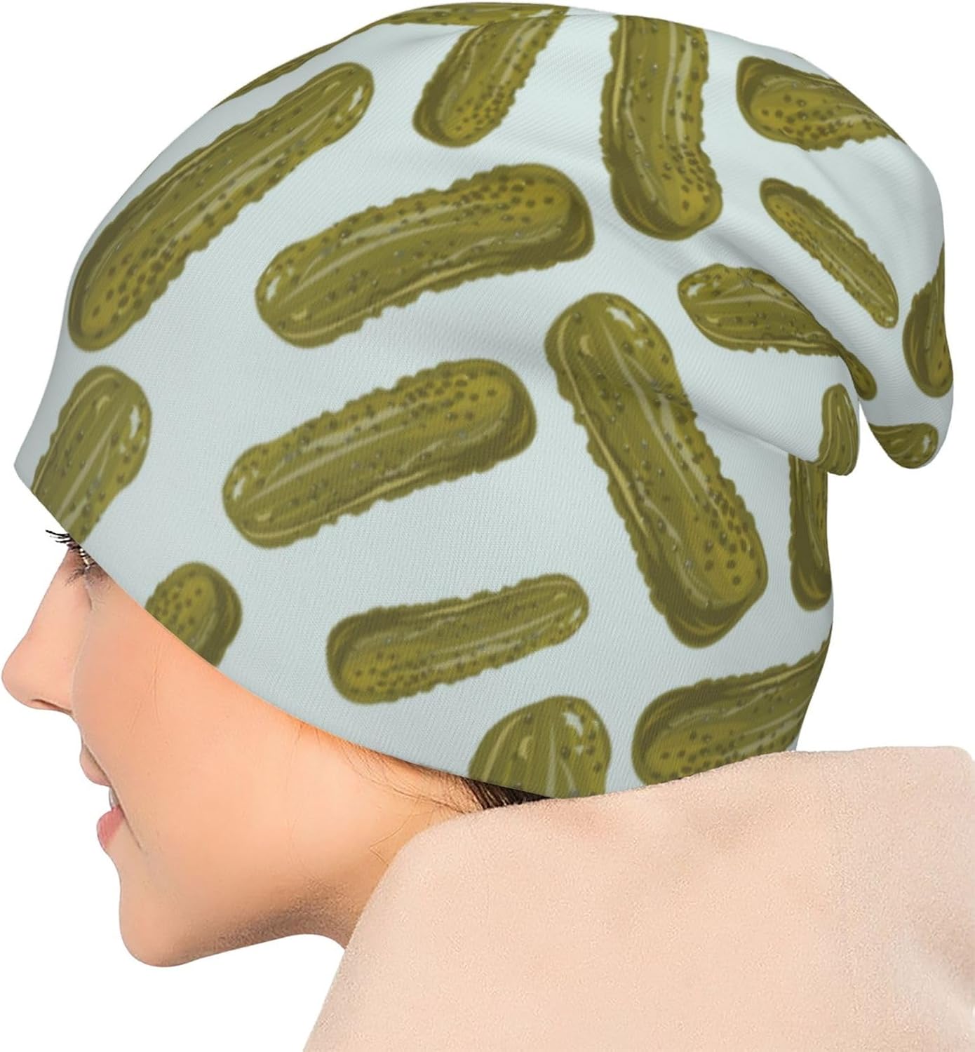 Pickle Cucumbers Fun Beanie Hat Slouchy Cap Warm Cancer Headwear Stretch Knitted Hats For Women Men - Image 7