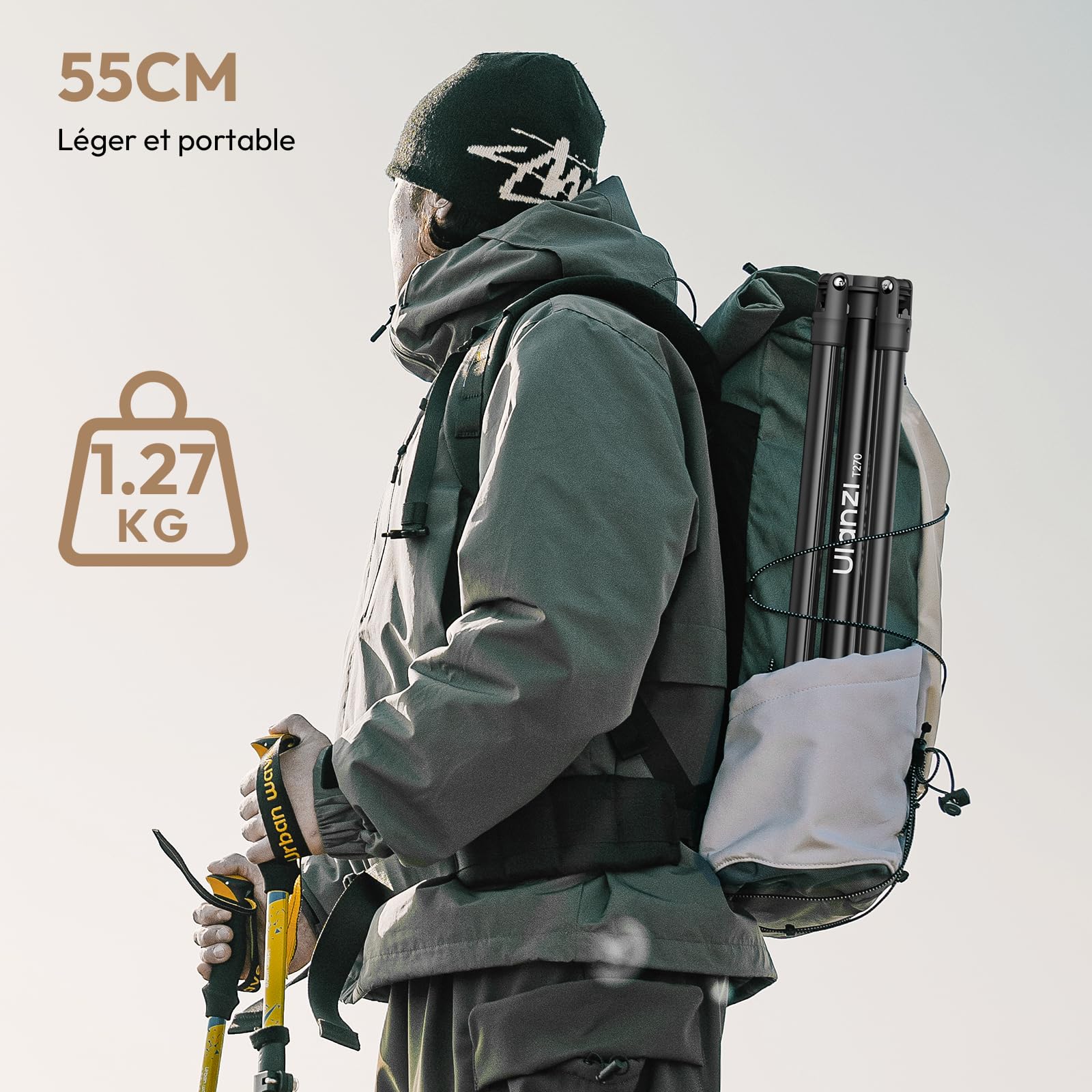 270cm Trépied de Lampe en Aluminium, Trépied Pliable et Portable, Support pour Appareil Photo et éclairage, Charge 6kg avec Vis 1/4" pour Studio, Lampes d'éclairage, Photographie Extérieure, Flash