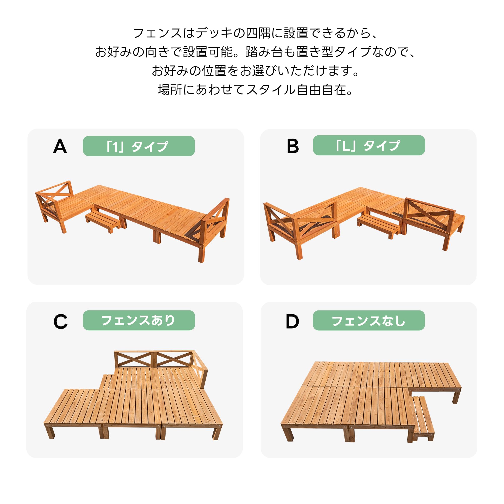 Amazon.co.jp: 森風ShinrinKaze ウッドデッキ 天然木 キット 8点セット