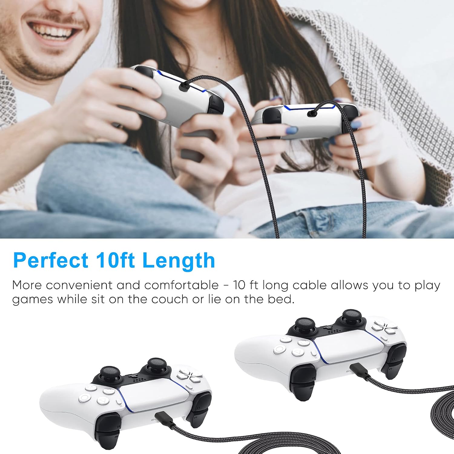 FYOUNG Charging Cable for Playstation 5/Xbox Series X/S/Switch OLED/Switch Lite/Switch Controller, Fast Charging USB Type C Charger Cord Campatible with Sony PS5 Dual Sense Controllers -9.8 FT 2 Pack