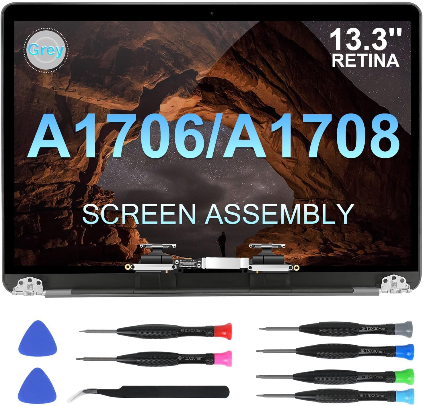 A1706/A1708 Replacement Screen 13.3" for MacBook Pro 13-inch 2016 2017 Retina Model: A1706 A1708 Late 2016 Mid 2017 EMC 3071 EMC 3163 EMC 3164 EMC 2978 Full LCD LED Screen Assembly Display (Grey)