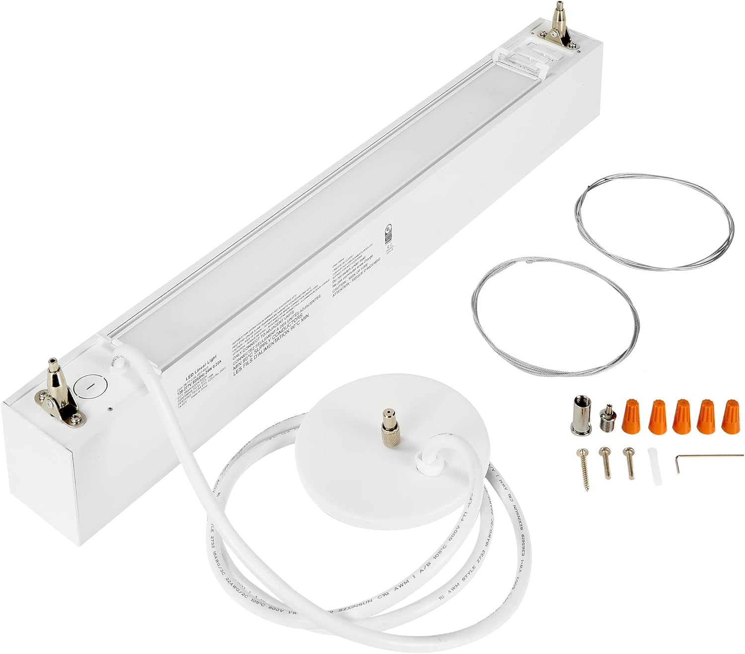 Maxxima 2 ft. LED Linear Light, Up and Down Adjustable Light Output, 3 CCT 3500K/4000K/5000K, Commercial and Residential 24W Suspension Pendant, Ideal for Office, Home, Shop, Garage, School