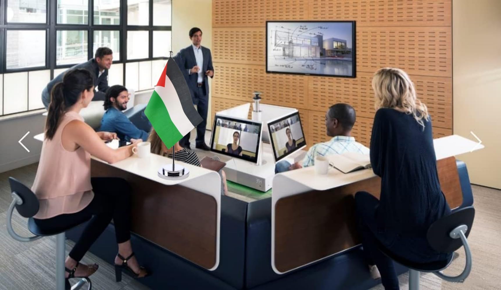 Drapeau Algérie De Table Avec Mât En Métal Petit Drapeaux Algérien De Bureau Drapeaux De Bureau
