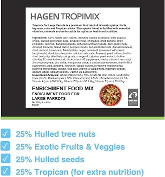 Hari Tropimix Bird Food, Hagen Large Parrot Food with Seeds, 4 lb Bag