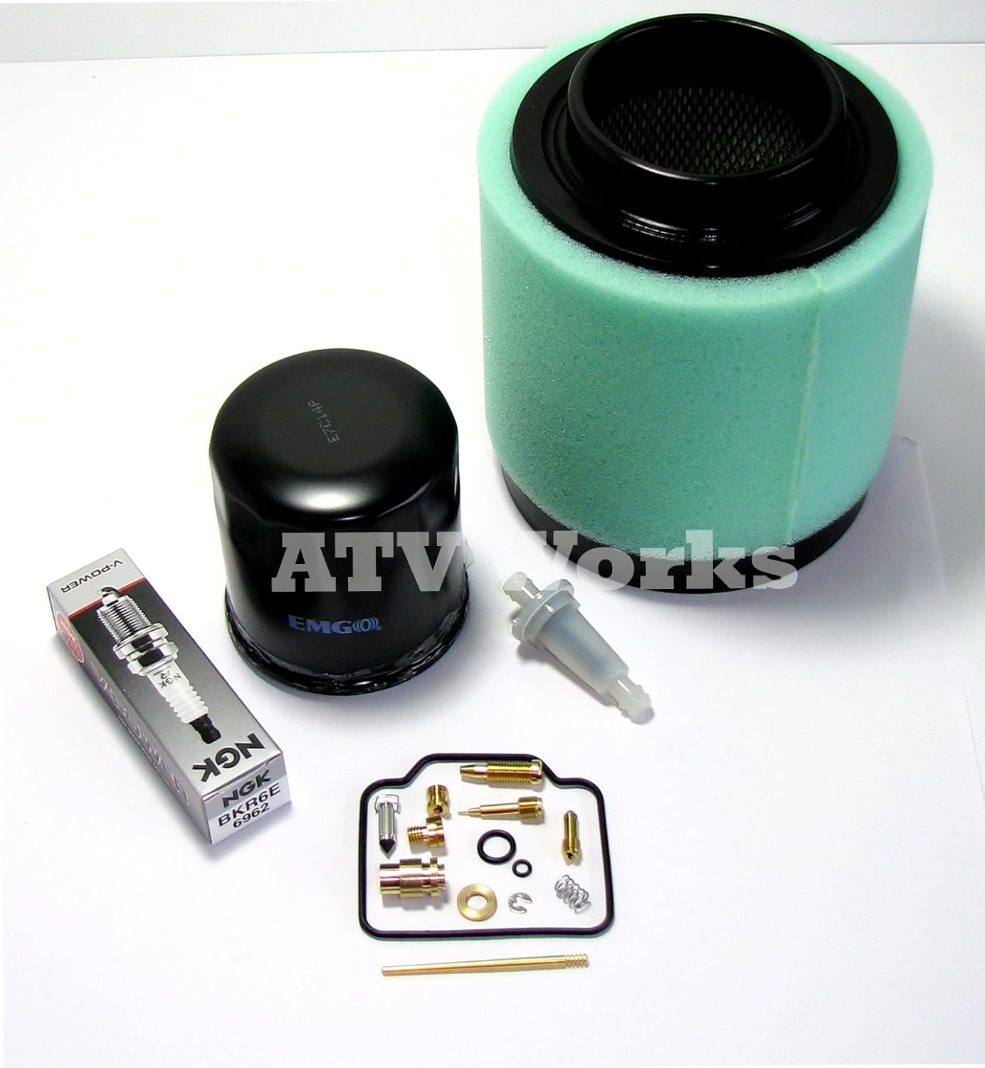 Tuen Up Kit Compatible with Polaris Magnum 325 2002 / Trail Boss 325 2001-2002 with Air Filter, Oil Filter, Fuel Filter, Carburetor Rebuild Kit, & Spark Plug