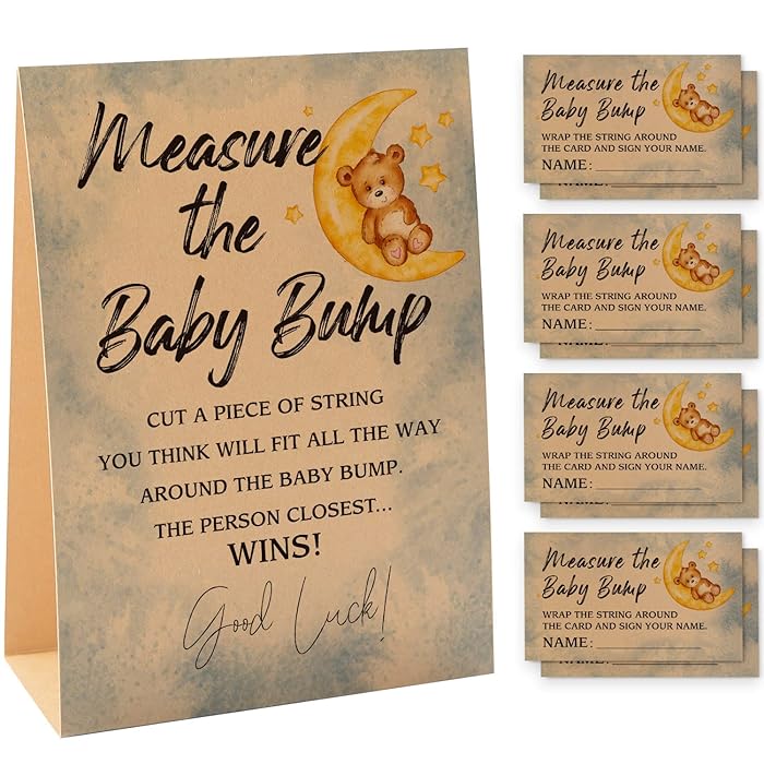 Buy 1 Measure the Baby Bump Kraft Sign & 50 Guessing Cards Set, Gender