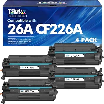 CF226A 26A Toner Cartridge for HP Printer 26X Compatible for HP CF226A CF226X Black LaserJet Toner Cartridge Pro M402n MFP M426fdw M402dne M426fdn M402dn M402 M402dw M426 M426dw Printer Ink 4 Pack