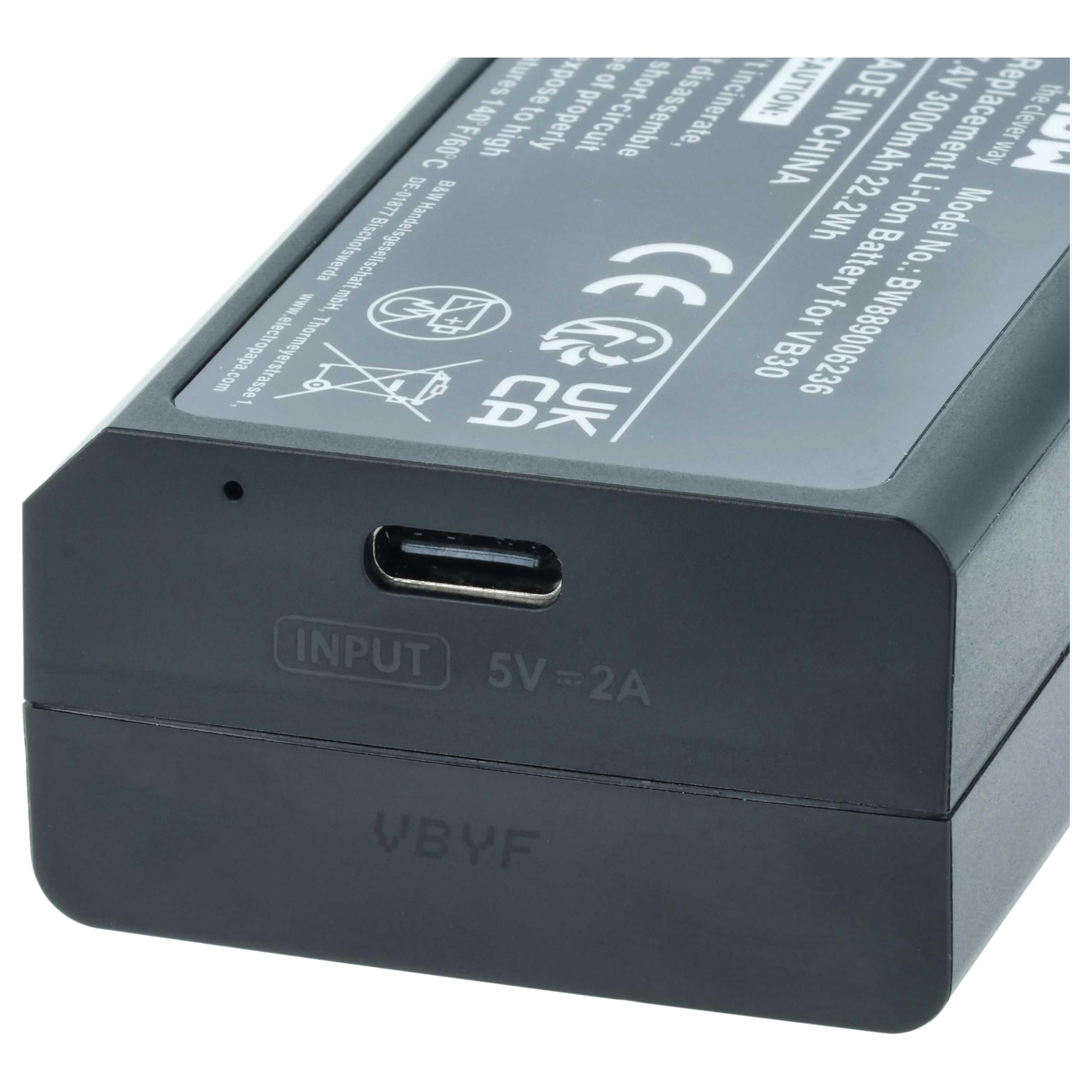 vhbw 2 x bateria kompatybilna z Godox V1, Ring 72, V1 Pro, AD100 Pro, MF-R76, V100 lampa błyskowa do aparatu (3000 mAh, 7,4 V, litowo-jonowa)