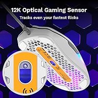 Vista 7 de Glorious Gaming - Mouse superligero con cable para juegos de PC con carcasa de panal, 6 botones programables, iluminación RGB y patines de PTFE