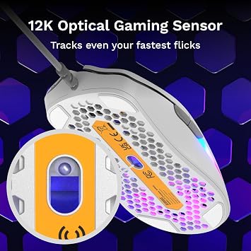 GLORIOUS Model O Eternal Wired Gaming Mouse (White) | 55g Ultralight Symmetrical Form, 12K DPI Optical Sensor, Vibrant Dual Zone RGB Lighting, 80M Clicks Rated Switches