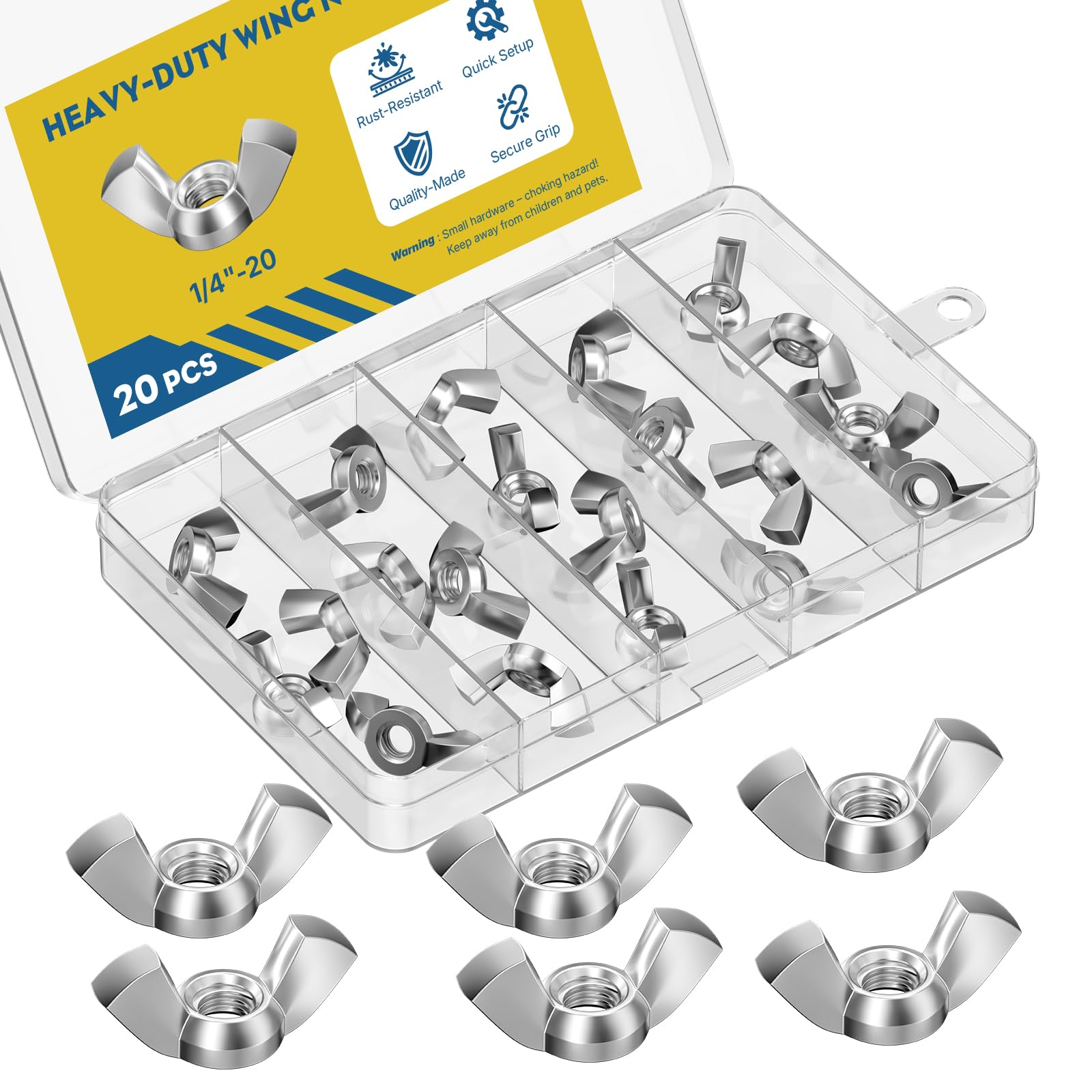 Wing Nuts Assortment Kit - 50 Pcs, Zinc Plated -8 Wing Nuts Assortment Kit - 50 Pcs, Zinc Plated -8