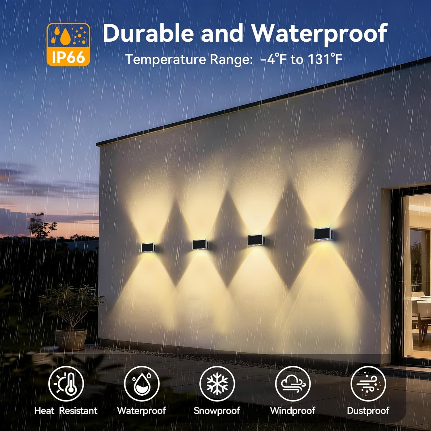 TECKNET Solar Fence Lights, Up Down Lights & 200°Wide Lighting, 8 Modes RGB Color Changing, 6 Pack, IP66 Waterproof Dual-Lens LED Decorative Lights for Wall/Garden/Fence/Patio/Backyard
