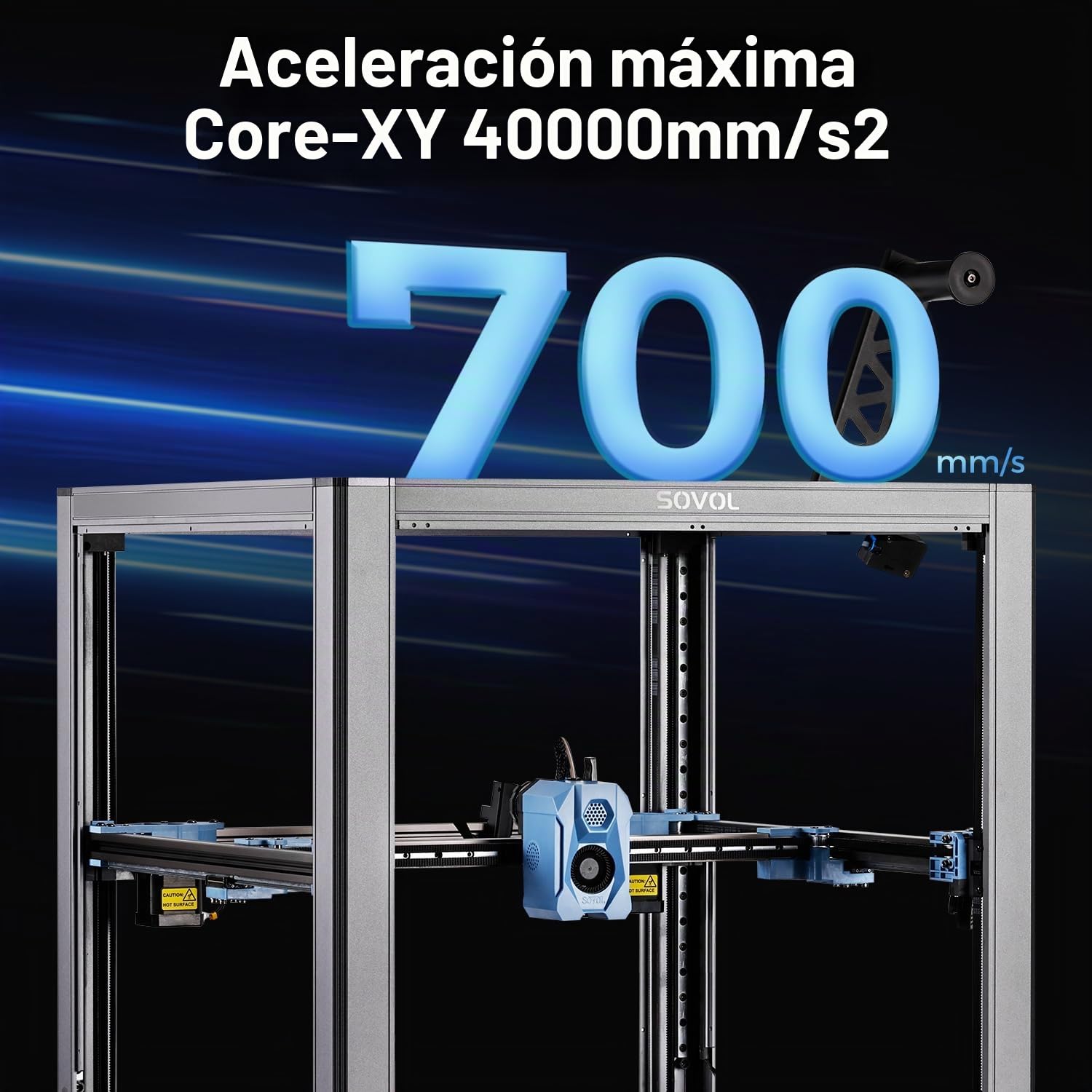 Impresora 3D Sovol SV08 Core-XY con cámara, impresión de Alta Velocidad de 700 mm/s con código Abierto Voron 2.4, 4 Motores Z Independientes, Control Remoto, tamaño de impresión 350 x 350 x 345 mm