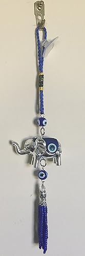 Miniatura 7 de Lucky Blue Evil Eye - Adorno colgante con dije de elefante y borla de cuentas azules, signo de fuerza, potencia, estabilidad y sabiduría, accesorios