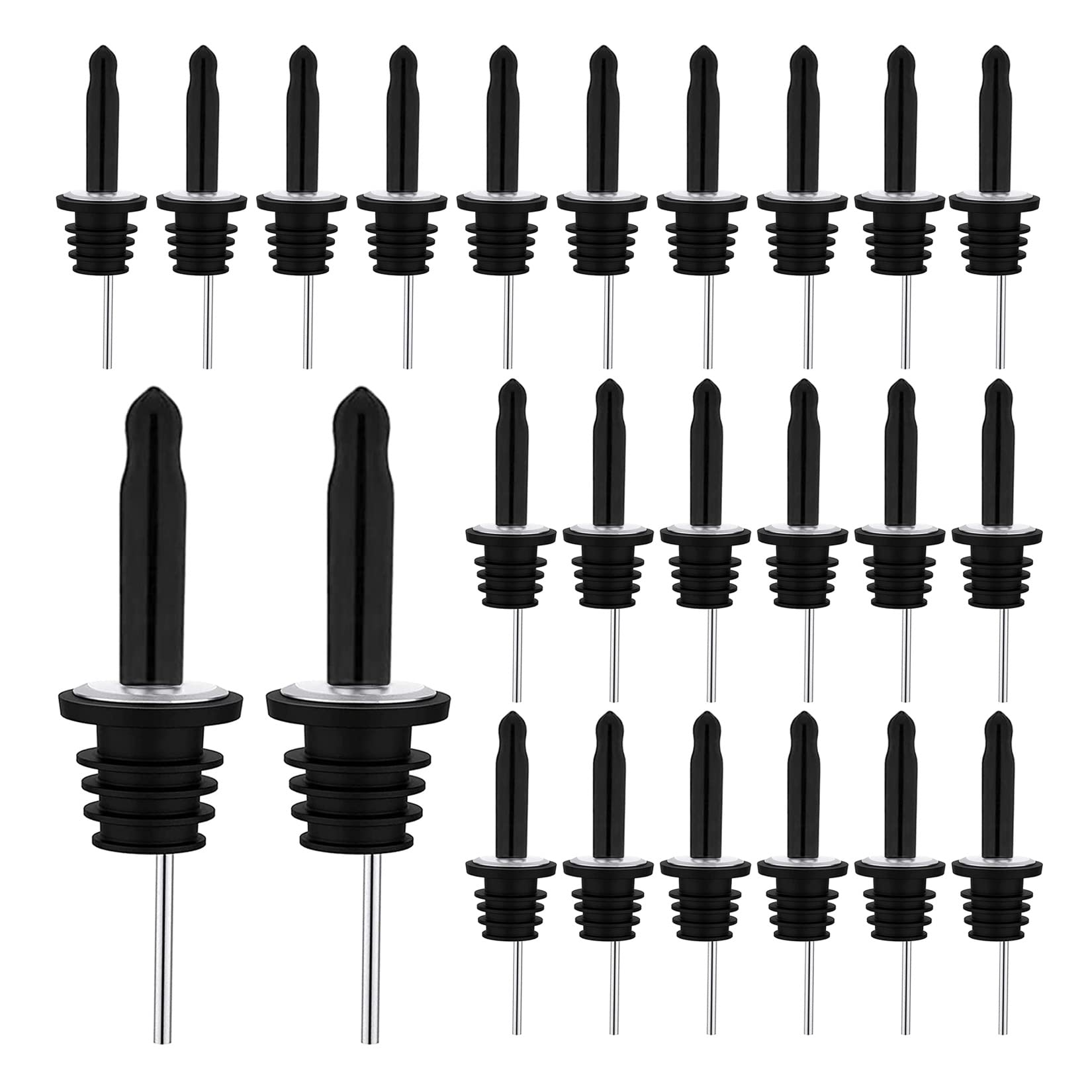Paquete de 24 vertedores de botellas de licor, boquilla para verter licor para botellas de licor, boquilla dispensadora de aceite de oliva de acero inoxidable, boquillas vertedoras de alcohol,