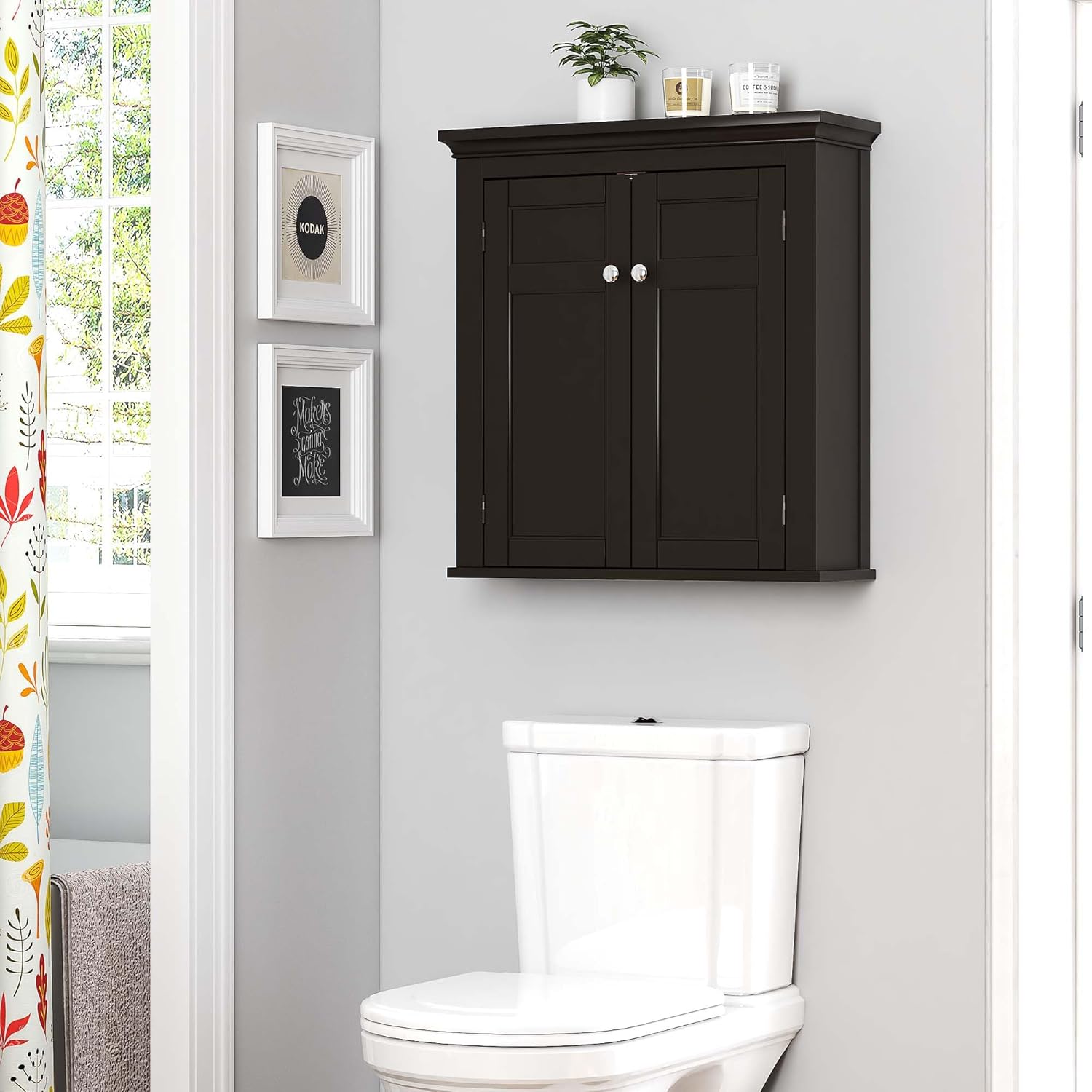 Spirich Bathroom Cabinet Wall Mounted, Hanging Bathroom Storage Cabinet Over Toilet, Medicine Cabinet with Doors and Shelves (Espresso)
