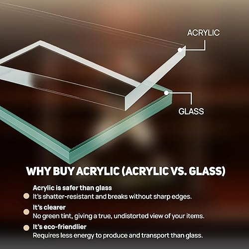 Vista 555 de Better Display Cases Versátil vitrina de acrílico transparente - Caja rectangular grande con base blanca 18" x 12" x 3" (BK09)