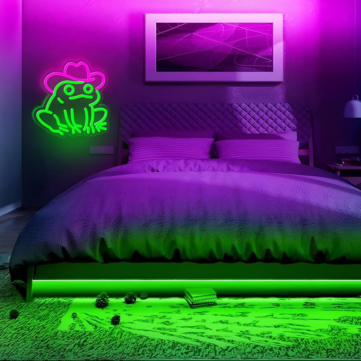 Cowboy Frog Neon Sign for Wall Decor,Dimmable Neon Light Signs image 5