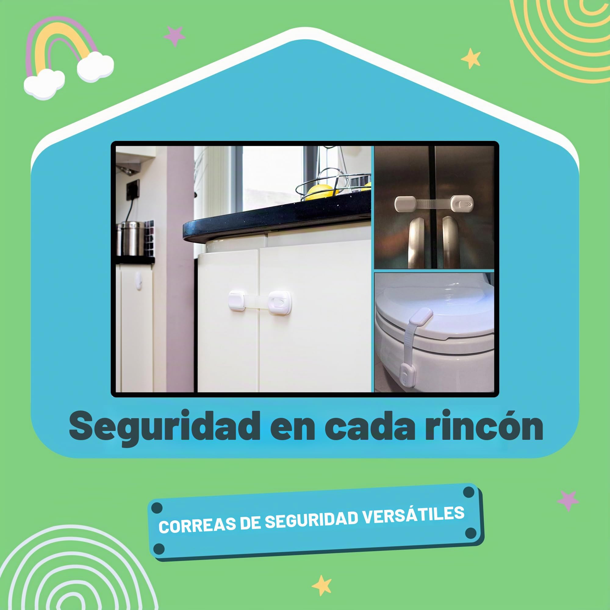 BooBoo - Cierres de seguridad infantil para armarios - Para evitar pillarse los dedos Facilísimos de instalar, ¡no necesitará herramientas! Juego de 6 cierres