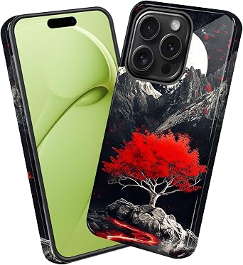 for iPhone 11 Pro Max Case,Heavy Duty Dual Layer Hard PC & Soft Silicone Rugged Bumper Shockproof Protective Case for iPhone 11 Pro Max,Red Tree Magic Moon